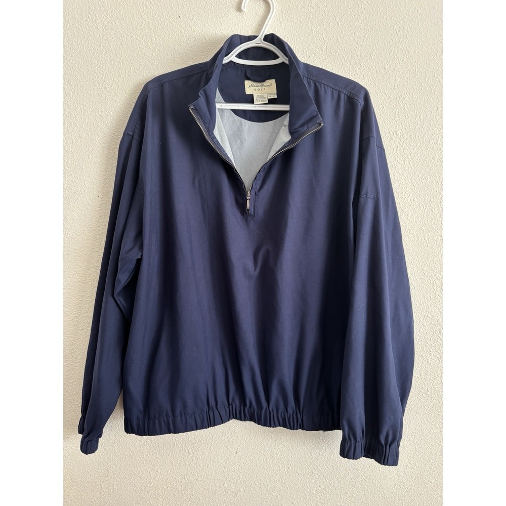 Eddie Bauer Golf Women's XL Navy Blue 1/4 Zip Pullover Windbreaker Jacket